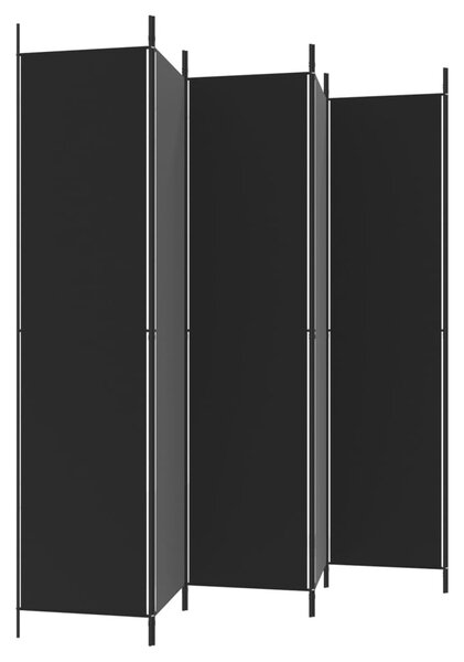 6 paneles fekete szövet térelválasztó 300x220 cm