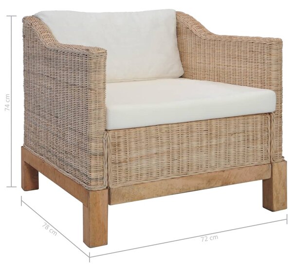 Természetes rattanfotel párnákkal