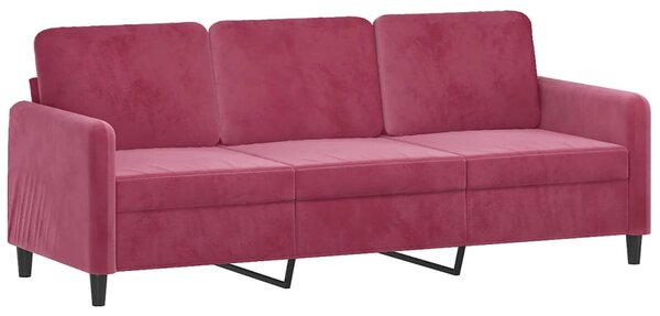 VidaXL 3 személyes bordó bársonykanapé lábtartóval 180 cm
