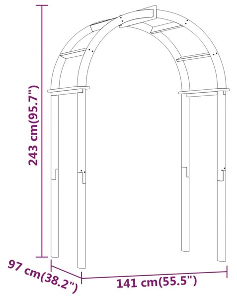 Impregnált tömör fenyőfa boltív 141 x 97 x 243 cm
