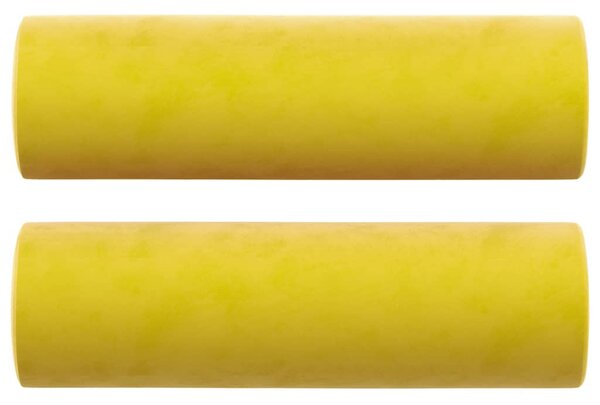 2 személyes sárga bársony kanapé díszpárnákkal 120 cm