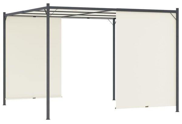 Fehér-krémszínű acélpergola állítható tetővel 3 x 3 m