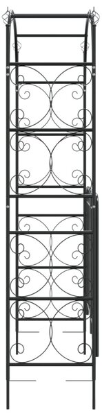 Fekete acél kerti boltív kapuval 108 x 45 x 235 cm