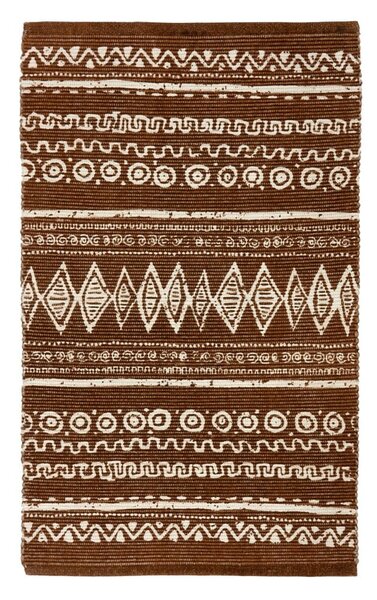 Ethnic barna-fehér pamut szőnyeg, 55 x 140 cm - Webtappeti