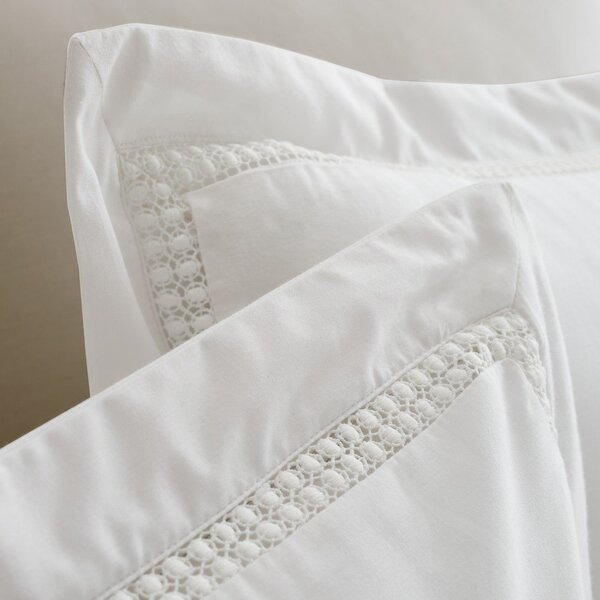 Fehér kétszemélyes pamut ágyneműhuzat 200x200 cm Oxford Lace Trim – Bianca