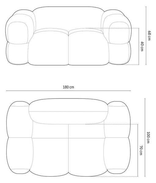 Sötétbarna bársony kanapé 180 cm Loretto – Cosmopolitan Design