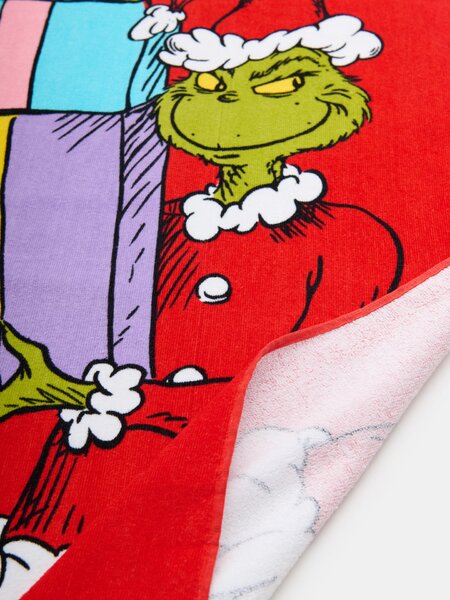 Sinsay - Pamut gyermek fürdőlepedő karácsonyi mintával Grinch - piros