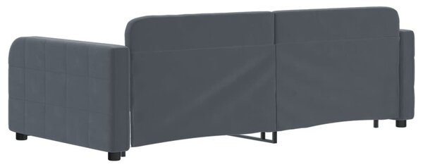 Sötétszürke kihúzható bársony heverő 90 x 190 cm