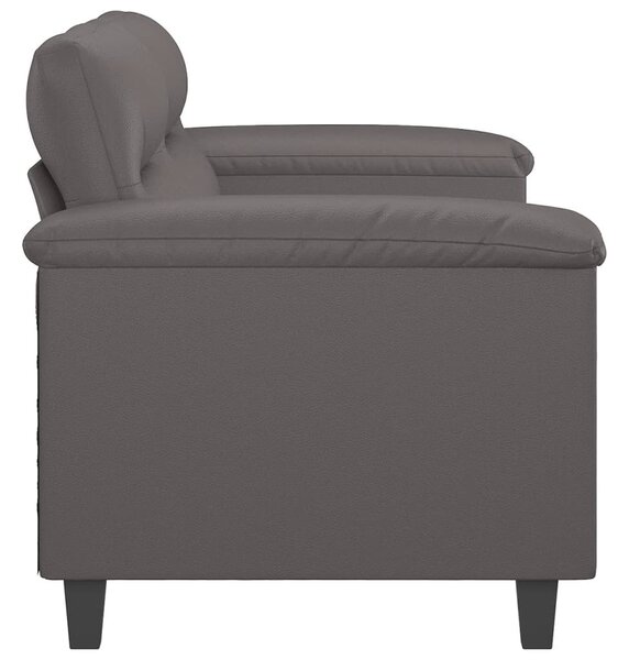2 személyes szürke műbőr kanapé 140 cm