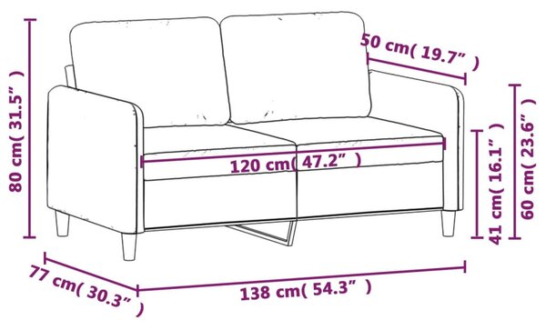 Kétszemélyes barna bársony kanapé 120 cm