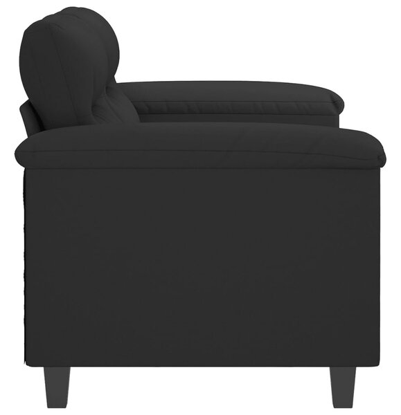 Kétszemélyes fekete mikroszálas szövetkanapé 120 cm