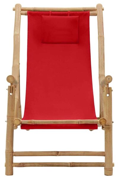 VidaXL Bambusz Nyugágy - Piros - 60x106x90 cm