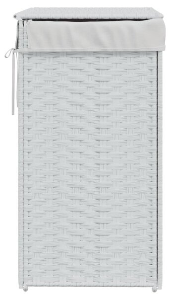 Fehér polyrattan szennyeskosár fedéllel 46x33x60 cm