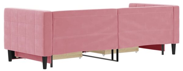 Rózsaszín kihúzható bársony heverő fiókkal 80 x 200 cm