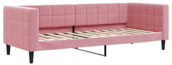 Rózsaszín kihúzható bársony heverő fiókkal 80 x 200 cm