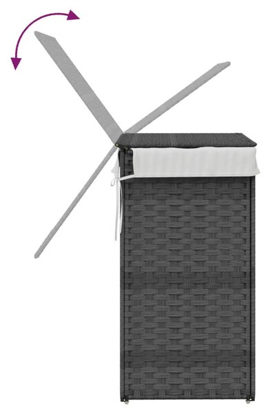 Szürke polyrattan szennyeskosár fedéllel 46x33x60 cm