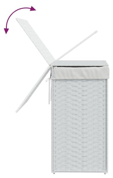 Fehér polyrattan szennyeskosár fedéllel 46x33x60 cm