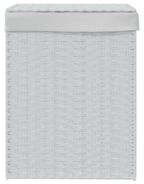 Fehér polyrattan szennyeskosár fedéllel 46x33x60 cm