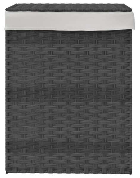 Szürke polyrattan szennyeskosár fedéllel 46x33x60 cm