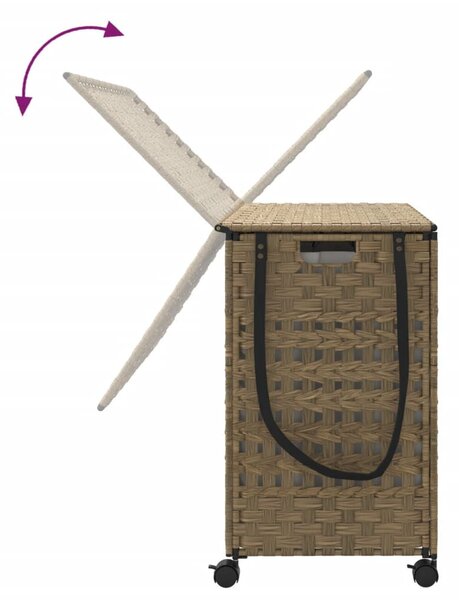 Rattan szennyeskosár kerekekkel 66x35x60 cm