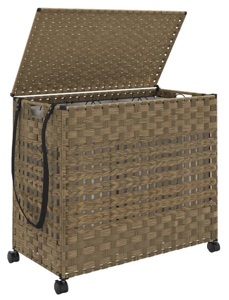 Rattan szennyeskosár kerekekkel 66x35x60 cm