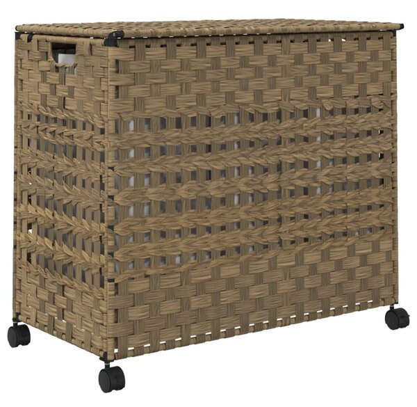 Rattan szennyeskosár kerekekkel 66x35x60 cm