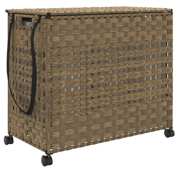 Rattan szennyeskosár kerekekkel 66x35x60 cm