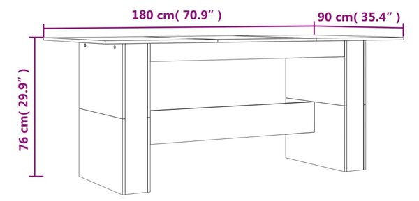 Füstös tölgy színű szerelt fa étkezőasztal 180 x 90 x 76 cm