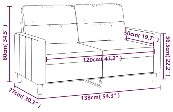 Kétszemélyes világosszürke szövetkanapé 120 cm