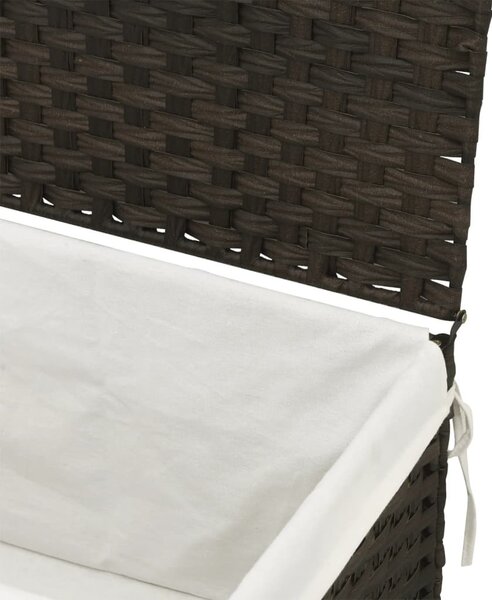 Sötétbarna polyrattan szennyeskosár fedéllel 55,5 x 35 x 34 cm