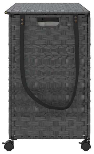 Szürke rattan szennyeskosár kerekekkel 66x35x60 cm