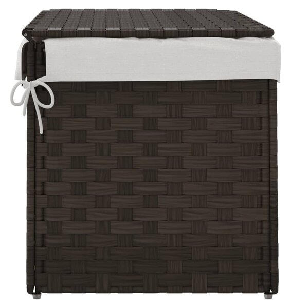 Sötétbarna polyrattan szennyeskosár fedéllel 55,5 x 35 x 34 cm