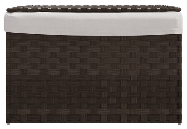 Sötétbarna polyrattan szennyeskosár fedéllel 55,5 x 35 x 34 cm