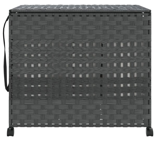 Szürke rattan szennyeskosár kerekekkel 66x35x60 cm