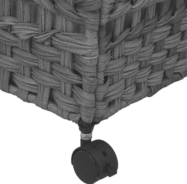 Szürke rattan szennyeskosár kerekekkel 66x35x60 cm
