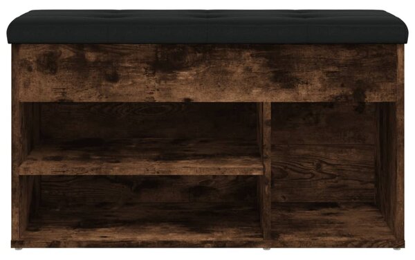 Füstös tölgy színű szerelt fa cipőtároló pad 82 x 32 x 45,5 cm
