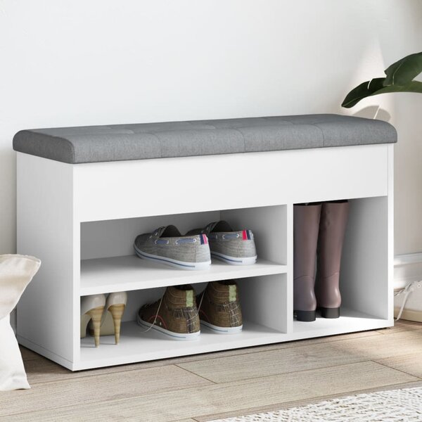 Fehér cipőpad 82 x 32 x 45,5 cm rétegelt fából