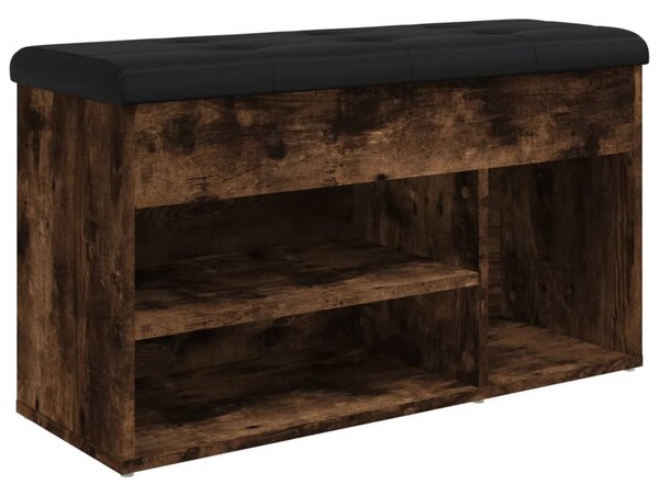 Füstös tölgy színű szerelt fa cipőtároló pad 82 x 32 x 45,5 cm