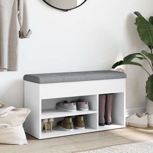 Fehér cipőpad 82 x 32 x 45,5 cm rétegelt fából