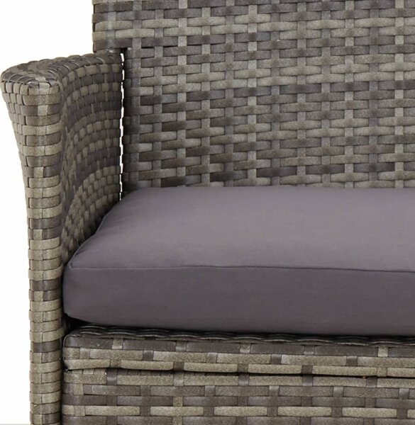 3 részes szürke polyrattan kerti bisztrógarnitúra párnákkal