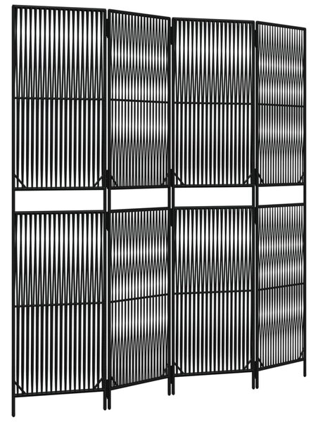 Fekete 4 paneles polyrattan térelválasztó