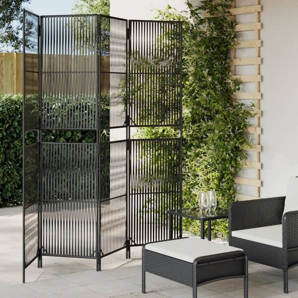 Fekete 4 paneles polyrattan térelválasztó
