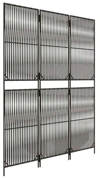 Szürke 3-paneles polyrattan térelválasztó
