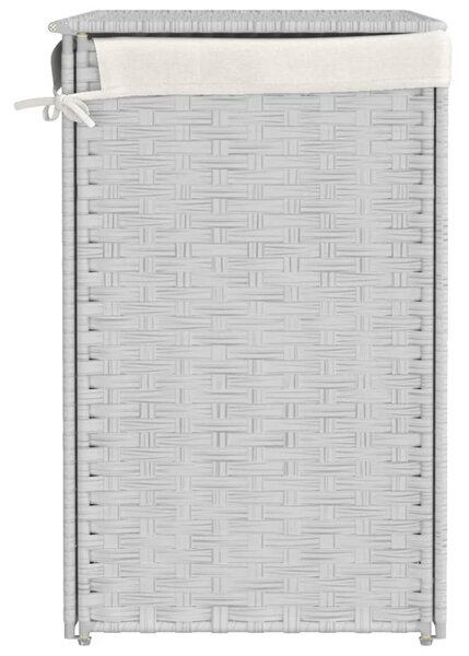 Fehér polyrattan szennyeskosár 2 rekesszel 53x33x57 cm