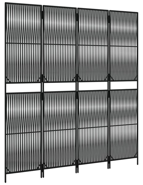 Fekete 4 paneles polyrattan térelválasztó