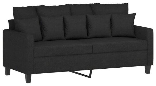 Kétszemélyes fekete szövetkanapé 140 cm