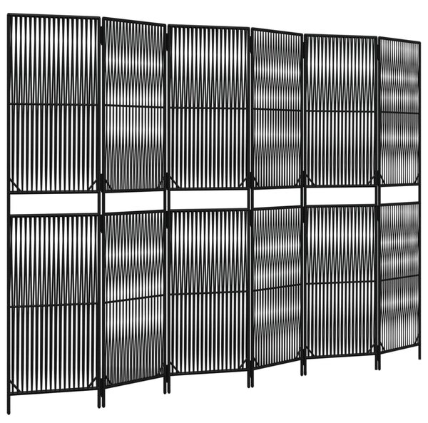 Fekete 6-paneles polyrattan térelválasztó