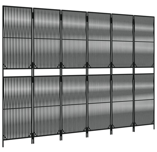 Fekete 6-paneles polyrattan térelválasztó