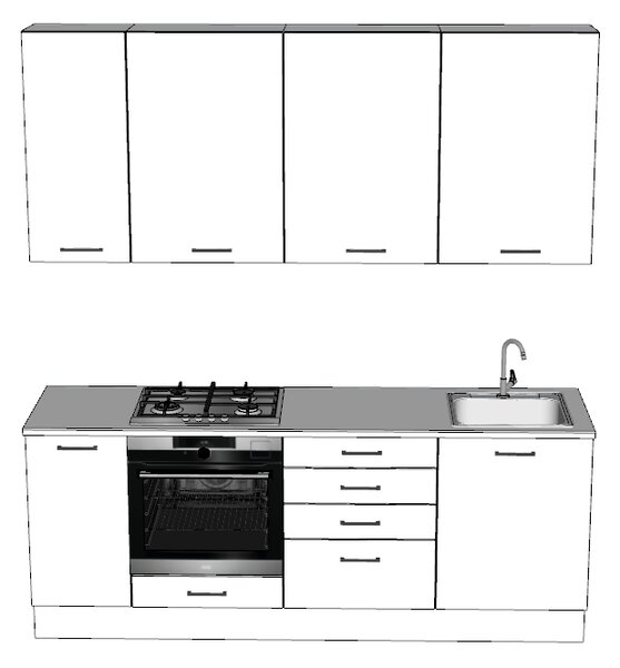 Patent Fehér konyhabútor 220 cm