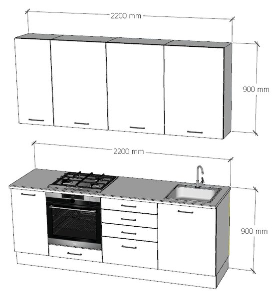 Patent Fehér konyhabútor 220 cm